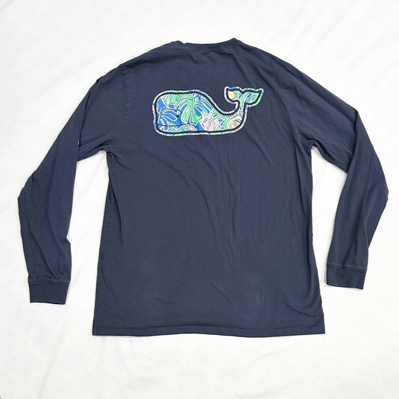 Vineyard Vines Navy Blue Tropics Whale Long Sleeve Shirt - Picture 6 of 7